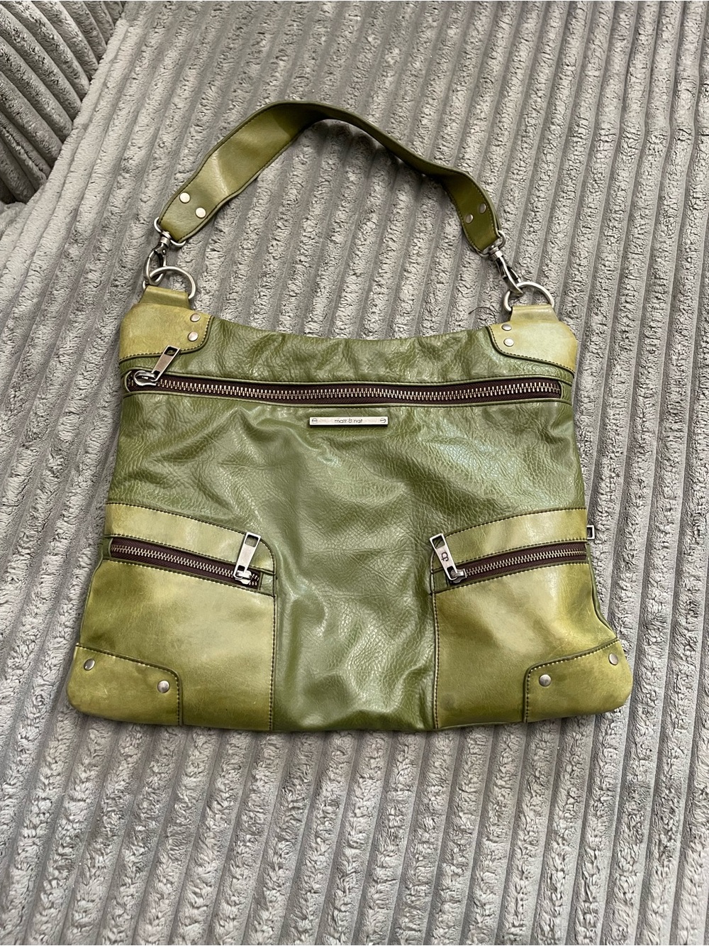 Matt & Nat Olive Green Leather Shoulder Bag - Women Bags